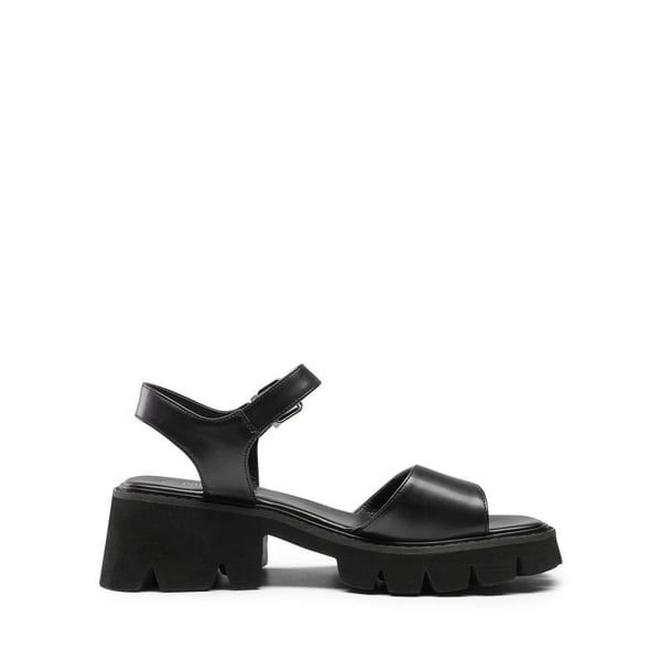  Platform Ankle Strap Chunky Heel Sandals  - BLACK - 3